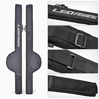 LEOFISHING Portable Fishing Rod Case Folding Fishing Pole Bag Fishing Pole Tackle Protective Cover Case Fishing Spinning Rod Bag Special Design for Fishing Poles with Reels 3 Size (Medium) - size: Medium-106cm/41.7in