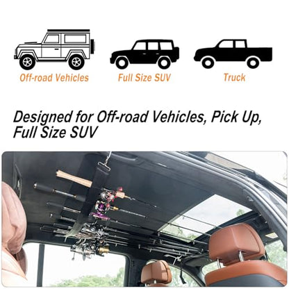 Dr.Fish Car Fishing Rod Holder, 5/7 Rod Adjustable Fishing Pole Rack | Durable Nylon, Adjustble Roof-top Holder Rack for Vehicles, Pick Up, Full Size SUV. Available in 5 or 7 rod Capacity - size: 7 Rod Screw Mount, 30-60"