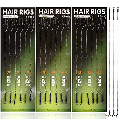 Carp Fishing Hair Rigs Kit,18pcs Braided Thread Boilies Carp Rigs with 3 Extender Boilie Bait Stops and Stringer Needle - color: 18pcs Carp Rigs
