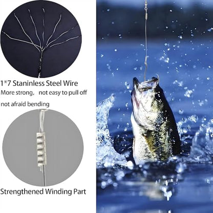 YOTO Circle Hook Rigs, 25PCS Saltwater Steel Octopus Hooks with Leader Wire – Ready-to-Fish Setup for Catfish and Bass - color: 3/0-25pcs