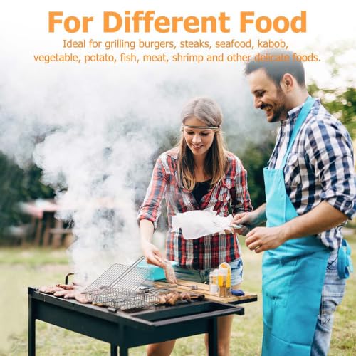 ORDORA Shallow Grill Basket, Fish Grill Basket, Rustproof Stainless Steel BBQ Folding Portable Grilling Rack for Meat, Steak,Vegetables, Grill Accessories - size: Shallow