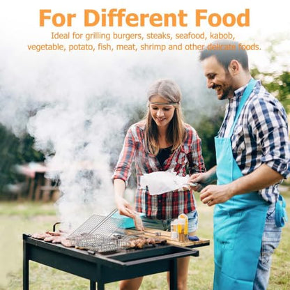 ORDORA Shallow Grill Basket, Fish Grill Basket, Rustproof Stainless Steel BBQ Folding Portable Grilling Rack for Meat, Steak,Vegetables, Grill Accessories - size: Shallow