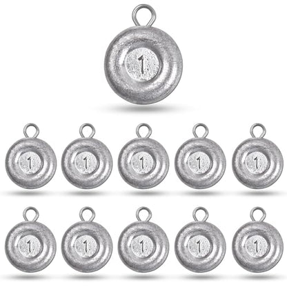 Disc Sinkers Fishing Weights, Flat Coin Sinkers Saltwater Surf Fishing Weights for Catfishing Drifting Trolling Bottom Saltwater Fishing Tackle 1oz 2oz 3oz 4oz 5oz 6oz 8oz - style: 1 Ounce, 10 Pack