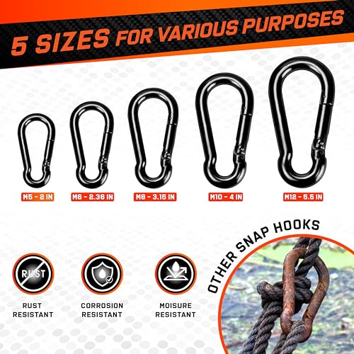 PAMAZY 12Pcs 2In Spring Snap Hooks, Utility Hook Clip, Heavy Duty Rope Connector, Quick Link Snap Hooks for Indoor and Outdoor, Hanging, Camping, Fishing (12Pcs 2In) - size: 12Pcs 2In