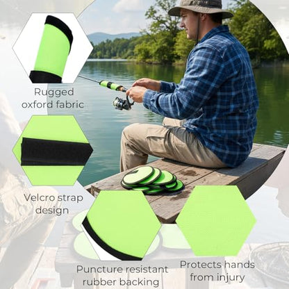 8 Pack Fishing Lure Covers, 6" Lure Wraps for Fishing Rod Hook Cover, Hook Bait Covers, Fish Hooks Storage Protectors, Pole Sleeve Guard to Keep Fishermen Safe for Fish Rod (Green)