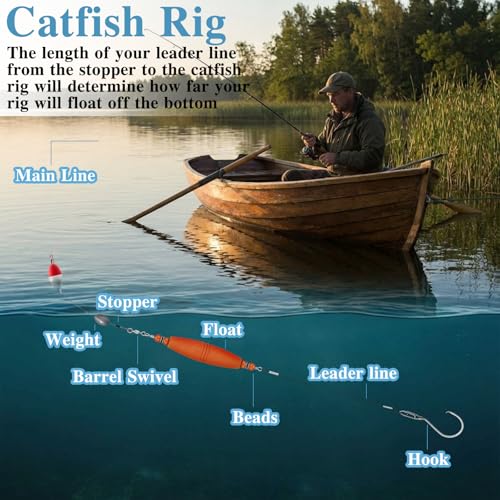 Soulchen 4 Pcs Catfish Float Rigs Fishing Bobbers 3 Inch Float Popping Corks Catfishing Equipment Tackle Combo EVA Peg High Buoyancy Body Circle Hooks Weight - color: Classic
