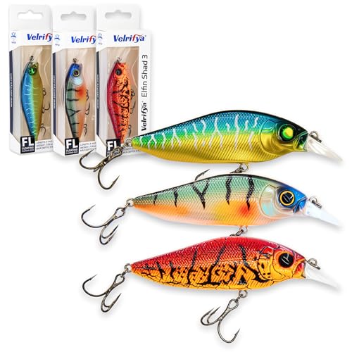 Flat Sided Japanese-Style Crankbait Elfin Shad – Medium Diving Bass Fishing Lure, Hard Bait Shad Crankbait for Freshwater Velrifya - color: 0A 3-Color Pack