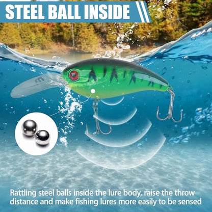 Fishing Lures Hard Bait Minnow Swimbait Crankbait Jerkbait Lure with Treble Hooks 3D Eyes Freshwater Saltwater Fishing Lures for Bass Trout Walleye Pike Catfish - color: A-8pcs-4in/0.45oz