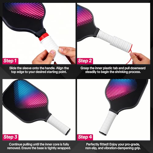 2-Pack Cold Shrink Grip Sleeve for Baseball Bat, 8.7"-10.6" Expansion Non-Slip Long Overgrip, Vibration Dampening Handle Cover for Baseball, Softball, Hockey Sticks, Fishing Rods & Tools - color: White