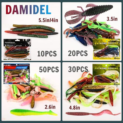 600 Pcs/Tackle Box Fishing Kit-Fishing Hooks,Sinkers, Swivels Snaps,Top Water Lure,Spoons,Soft Lures,Jig Heads, Frogs, Minnow, Accessories Equipment- Saltwater Freshwater Bass Bait Gear