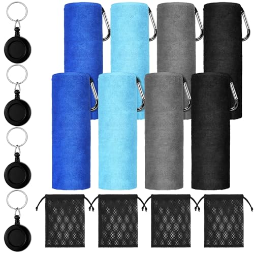 8 Pack Microfiber Fishing Towels with Clips and Retractable Buckles 16 x 24'' Absorbent Fishing Bait Towels with Storage Bag for Fly Kayaking Hiking Boating Kayaking Camping Hiking