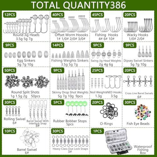 Seenelling 482 Pcs Fishing Tools Kit Fishing Accessories Kit Include Fish Hook Lures Hook Remover Lip Gripper Backpack for Men Women Gifts - color: Camo