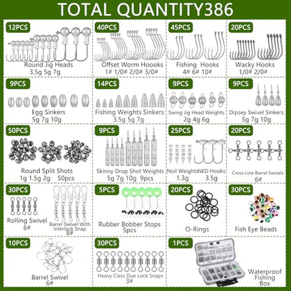 Seenelling 482 Pcs Fishing Tools Kit Fishing Accessories Kit Include Fish Hook Lures Hook Remover Lip Gripper Backpack for Men Women Gifts - color: Camo