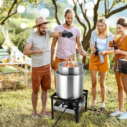 ROVSUN 60QT Turkey Fryer with 150,000BTU Propane Stove, Aluminum Seafood Crawfish Boiler Steamer & Deep Fryer with Basket, 10PSI CSA Certified Regulator & Lifting Hook for Outdoor Backyard Cooking - size: 60QT