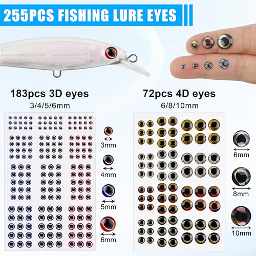 Unpainted Fishing Lures DIY Minnow Kit - 280/363pcs Blank Hard Crankbait Set Pliers Scissors,Treble Hooks,Split Rings,Stickers,3D Eyes for Making Lures DIY Fishing Tackle Kit - color: 363pcs kit