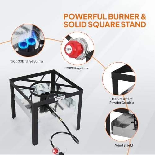 ROVSUN 80QT Turkey Fryer with 150,000BTU Propane Stove, Aluminum Seafood Crawfish Boiler Steamer & Deep Fryer with Basket, 10PSI CSA Certified Regulator & Lifting Hook for Outdoor Backyard Cooking - size: 80QT