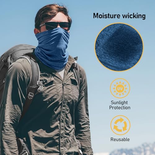 TICONN Neck Gaiter Face Cover Scarf, Neck Warmer Breathable Sun & Wind-proof for Skiing Fishing Hiking Cycling - color: Navy Blue-2pk, style: Quick Dry