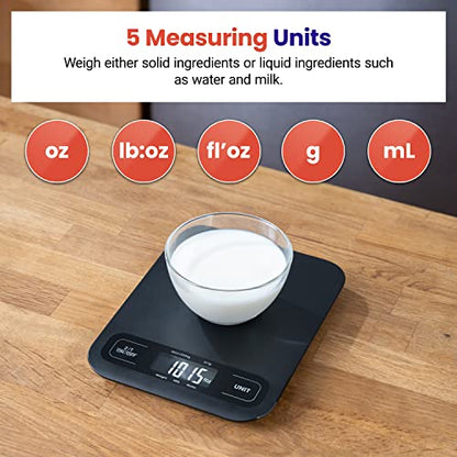 Etekcity Food Kitchen Scale, Digital Mechanical Weighing Scale,Grams and Ounces for Weight Loss, Baking, Cooking, Keto and Meal Prep, Large, Matte Black - color: Black