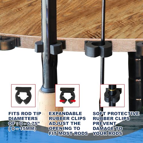 Rush Creek Creations - 10 Fishing Rod and Fishing Pole Holders for Garage, Fishing Gear, Accessories & Tackle Organizer, Vertical Fishing Pole/Rod Corner Storage Rack - 15.35"D x 15.35"W x 26.85"H