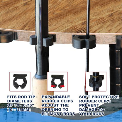 Rush Creek Creations - 10 Fishing Rod and Fishing Pole Holders for Garage, Fishing Gear, Accessories & Tackle Organizer, Vertical Fishing Pole/Rod Corner Storage Rack - 15.35"D x 15.35"W x 26.85"H