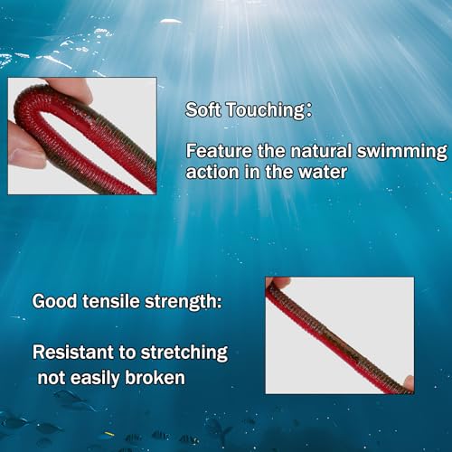 Soft Plastic Worms for Bass Fishing 20pcs FS/RE-09 | Salted ,Soft Plastic ,Fishing Lures ,with Hook Slot ,5.31in ,Saltwater Freshwater ,Bass Baits - color: Color G