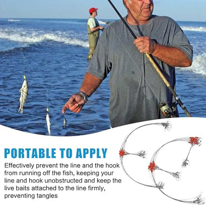 Fishing Leaders Saltwater Tackle Rig Surf Fishing Rigs with Swivel Snaps High Strength Wire Leader Bottom Rigs Fishing Gear Equipment for Lures Bait Hooks - color: Silver Stainless Steel, style: 2 Arms-12pcs