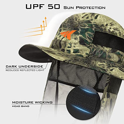 KastKing Sol Armis UPF 50 Boonie Hat - Sun Protection Hat, Fishing Hat, Beach & Hiking Hat, Paddling - color: W: Multi-purpose, size: With Neck Shield