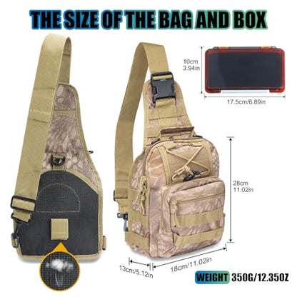 Waterproof Fishing Backpack with 2 Tackle Boxes, 2-Way Carry Design & Durable Material,Black, Khaki, Camo (Khaki with Two Tackle Boxes) - color: Khaki With Two Tackle Boxes