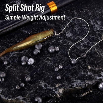 Dr.Fish 100 Pack Round Split Shot Weights Fishing Sinker Clip on Line Weight Tackle Fly Fishing Freshwater Saltwater - size: 1/96oz(#B)-100 Pack