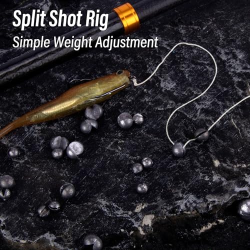 Dr.Fish 100 Pack Round Split Shot Weights Fishing Sinker Clip on Line Weight Tackle Fly Fishing Freshwater Saltwater - size: 1/280oz(1/3#B) Micro Split Shots