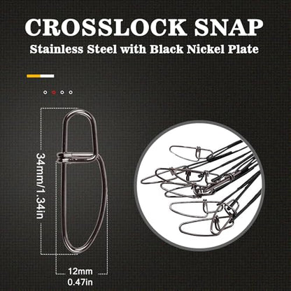 AMYSPORTS High Strength Fishing Leader Kit Heavy Rig Fishing Leaders Swivel Saltwater Line Wire Leader Snap Connector 20pcs 20inch 120lb