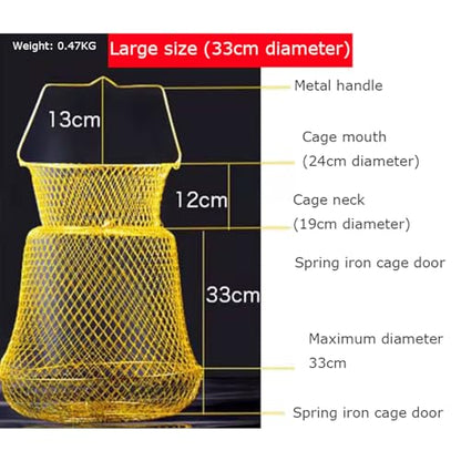 Collapsible Fish Basket Metal Fish Keeper Fishing Net Basket Fishing Creel with Breathable Mesh for Hiking Fishing - size: Large