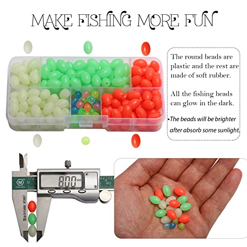 Dovesun Soft Rubber Fishing Beads Fishing Bait Eggs Accessories 7 Colors with Tackle-Box 0.23in(600pcs), 0.31in(250pcs), 0.39in(120pcs) - color: Oval-8*12mm-230pcs