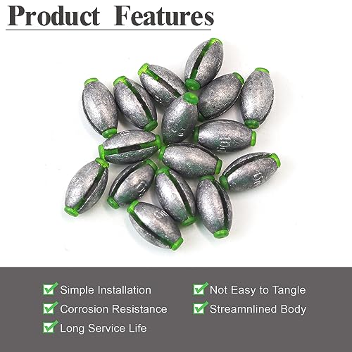 MAFIMOEA 10-25 pcs Egg Weights kit Split Shot Fishing Weights Assorted Set Removable Fishing Weights Salter Freshwater Drop Shot Weights Tackle - style: Rubber Core Sinker-40g-8pcs