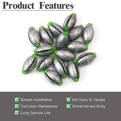 MAFIMOEA 10-25 pcs Egg Weights kit Split Shot Fishing Weights Assorted Set Removable Fishing Weights Salter Freshwater Drop Shot Weights Tackle - style: Rubber Core Sinker-40g-8pcs