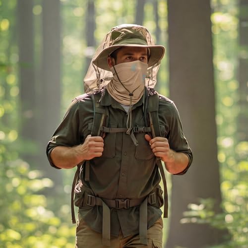 Geyoga 2/4 Pack Cooling Neck Gaiter Summer Breathable Balaclava Face Mask with Mesh Holes UV Protection Sun Scarf Men Women - color: Khaki