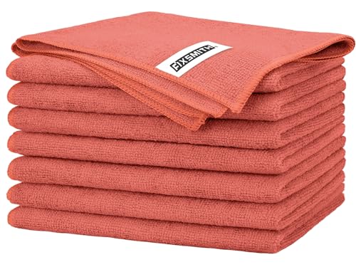 FIXSMITH Red Microfiber Cleaning Cloth -Pack of 8, Highly Absorbent Cleaning Rags, 16"X12" All Purpose Cleaning Towels for Housekeeping, Kitchen, Car, Lint Free and Reusable Microfiber Towels - color: Red, size: 8pk
