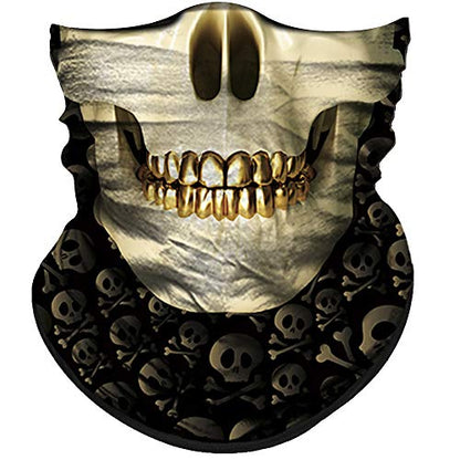 Obacle Neck Gaiter Face Mask Bandana for Dust Wind Sun Protection for Men Women - color: Skull Gold Teeth Mask