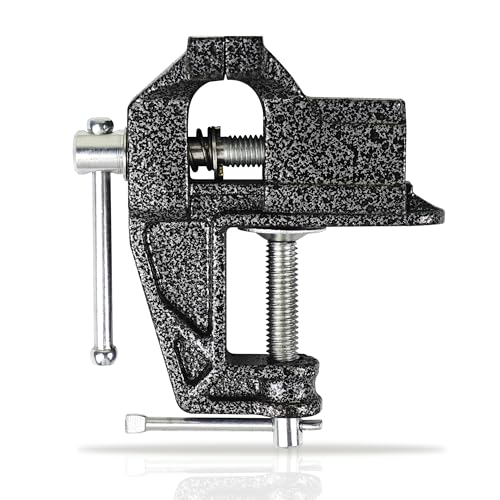 Mini Bench Vise and Fishing Hook Sharpener, Small Jeweler Table Clamp Small Hobby Bench Vice, Craft Repair Tool Portable Table Vise for Woodworking, Drilling, Metalworking, and Sawing
