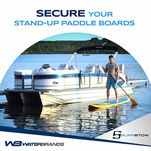 SurfStow SUPRax 50053 Square Rail Pontoon Boat Mount Single Board | Stand-Up Paddle Board Rack | SUP Board Storage | Pontoon Boat Accessories | Metallic | 26 x 11 x 4 inches