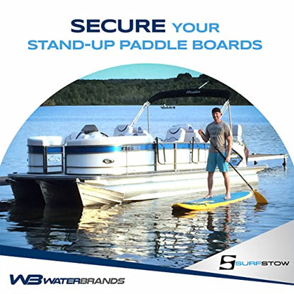 SurfStow SUPRax 50053 Square Rail Pontoon Boat Mount Single Board | Stand-Up Paddle Board Rack | SUP Board Storage | Pontoon Boat Accessories | Metallic | 26 x 11 x 4 inches