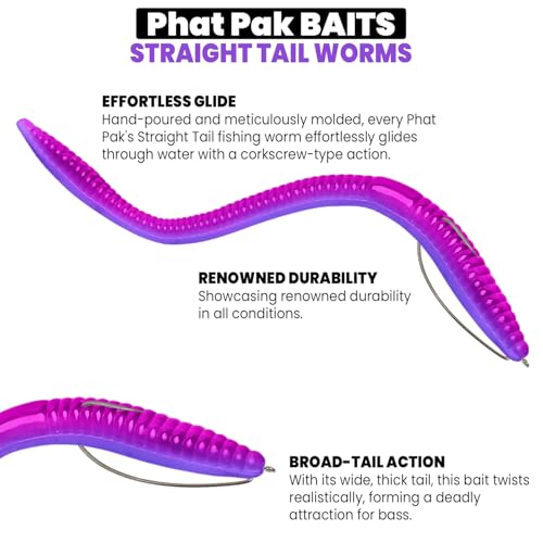 Phat Pak Baits - Slinky Worm Zoom Trick Worm Style Straight Tail Floating Worm Bass Fishing Lure 20ct 6.5" - color: Army Pants