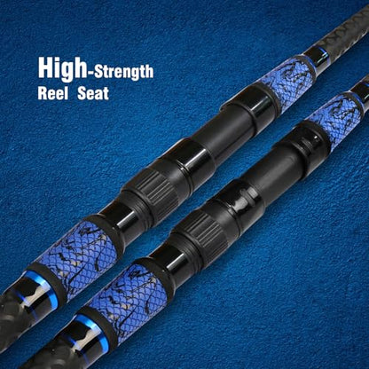 Fiblink Surf Spinning Fishing Rod, 2-Piece/3-Piece Travel Saltwater Surf Fishing Pole - style: 13'-3pc
