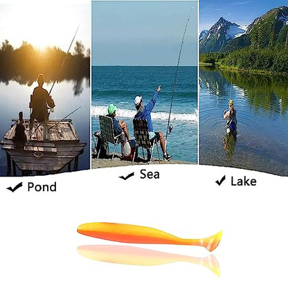 Paddle Tail Swimbaits,Soft Plastic Fishing Lures Swim Baits for Bass Fishing,30/50pcs with Box,Soft Plastic Swimbaits for Bass Trout Crappie Lures Kit for Saltwater Freshwater - color: D:3.54in/0.148oz-30pcs