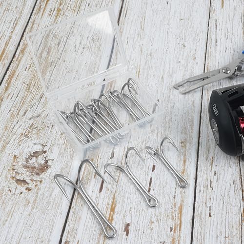 Classic Double Fishing Hooks Frog Hooks Fishing Double Hooks, 8pcs Stainless Steel Fishing Hooks with Strong Sharp Open Shank Barbed for Saltwater and Freshwater - size: 8/0-8pcs