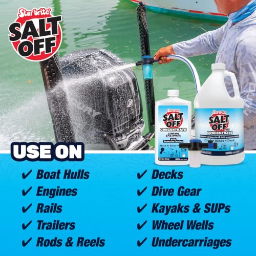STAR BRITE Salt Off Kit Applicator & 32 OZ Concentrate for Marine Engine Flush & Salt Removal on Boats, Trailers, Fishing Gear, Dive Equipment, and More