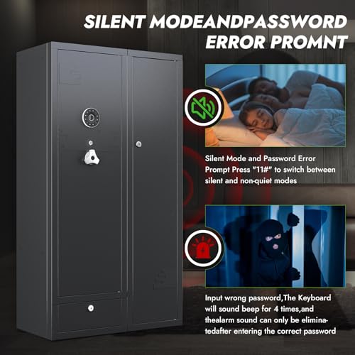 KAER 15-20 Gun Safe Gun Cabinet 2 in 1Large Gun Safes for Rifles and Pistols Rifle Safe for Home High Capacity Electronic Gun Cabinets for Rifles and Shotguns with Drawer,Removable Shelf - size: 15.75"D x 32.7"W x 59.1"H