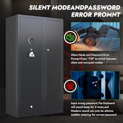 KAER 15-20 Gun Safe Gun Cabinet 2 in 1Large Gun Safes for Rifles and Pistols Rifle Safe for Home High Capacity Electronic Gun Cabinets for Rifles and Shotguns with Drawer,Removable Shelf - size: 15.75"D x 32.7"W x 59.1"H