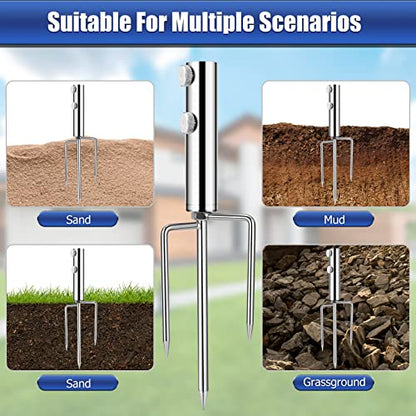 Fishing Pole Holder, In Ground Pole Stabilizer for Fishing Rod, Fishing Rod Holder Ground Support, Sand Spikes Stand for Bank Beach Fishing Umbrella