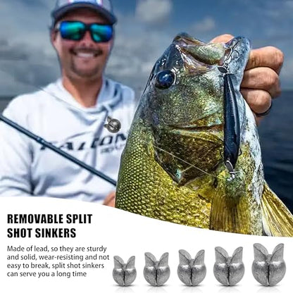 Split Shot Fishing Weights Sinkers,100pcs Removable Split Shot Fishing Line Sinkers Round Clip On Weights for Freshwater Saltwater Fishing - size: 1g-100pcs
